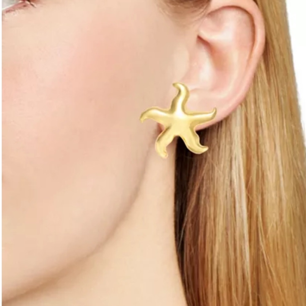 Aqua Bloomingdale’s Star Drop Earrings in Gold Tone NWT - Picture 2 of 4